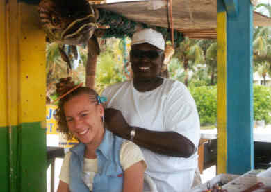 Getting braids on Bahamas
